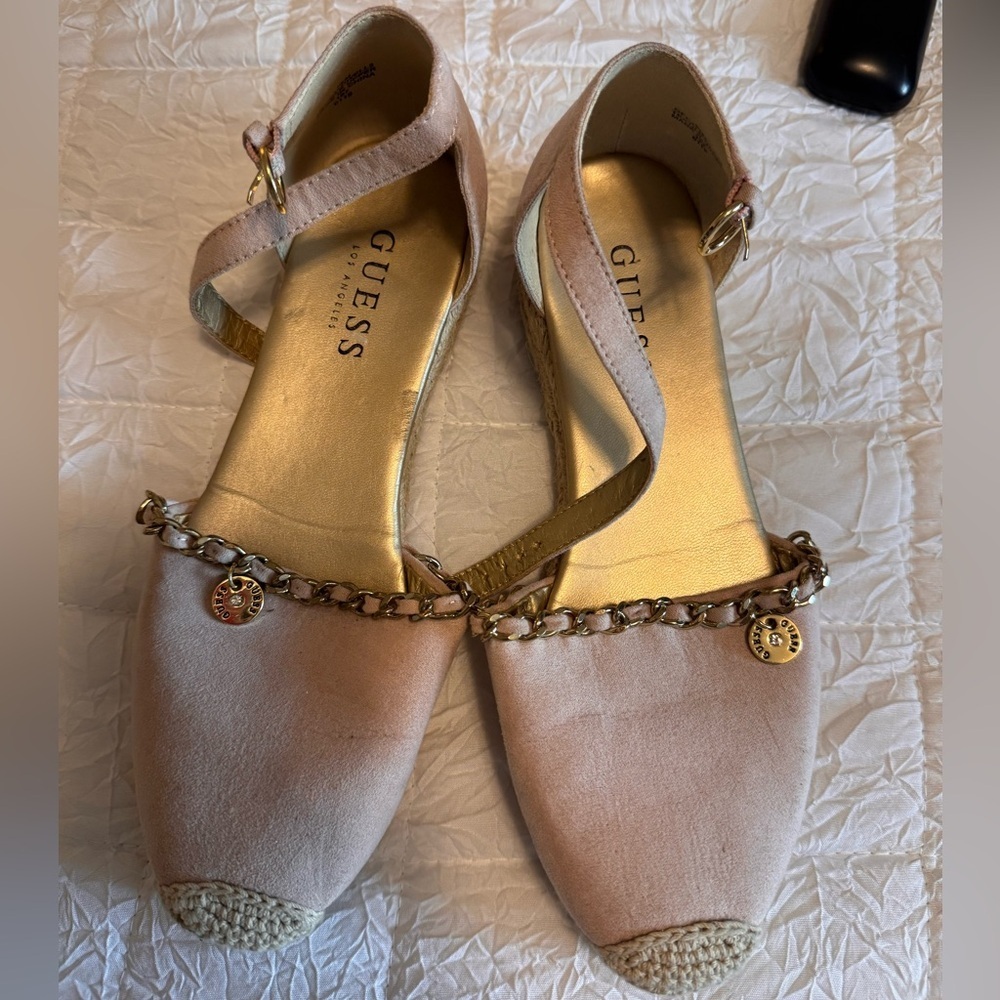 GUESS Women's Blush Espadrille Flats with Chain Detail